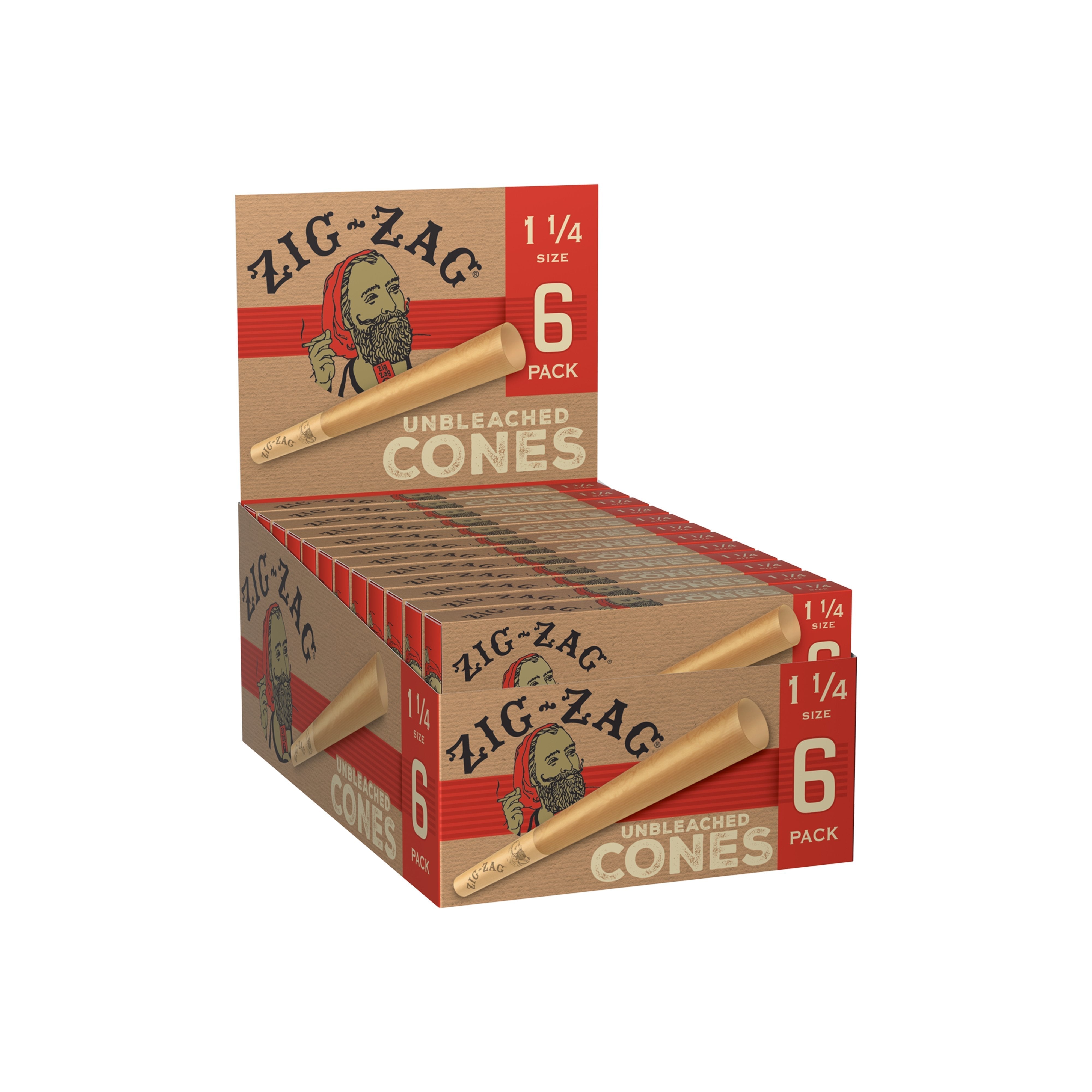 Zig-Zag Unbleached 1 1/4" Cones (24 Count) 6/Pack