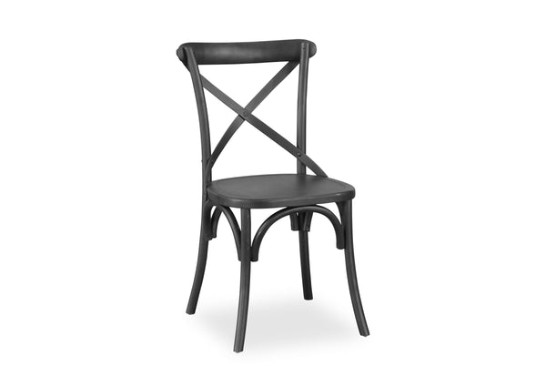 cross back black chairs