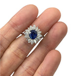 Blue Sapphire Solitaire Diamond Ring With Accents White Gold 14kt