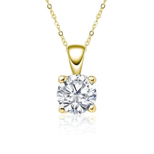 1ct Four Prongs Round Pendant Necklace - Moissanite Diamond