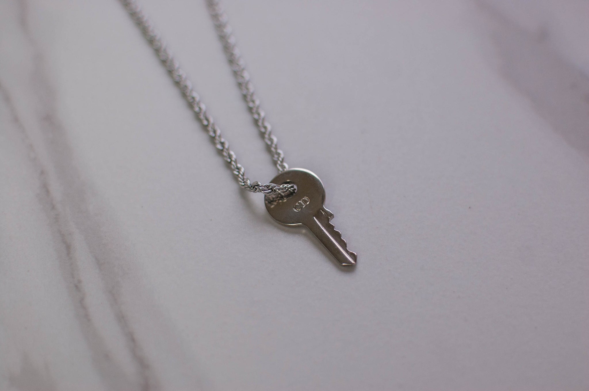 Silver Dior Key Necklace – Little Luxe 
