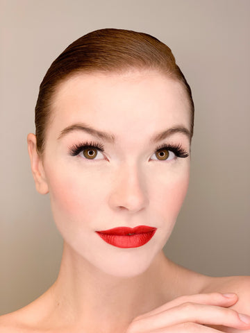 Red lips bold look with The Base Foundation
