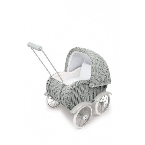 grey wicker pram