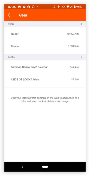 Strava my gear phone app
