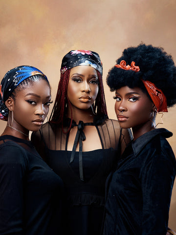 WOMEN BANDANA HAIRSTYLES AFRICAN PRINT BLACK OWNED - KAMDANA