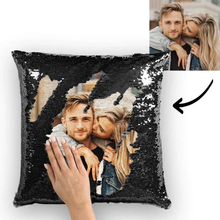 Custom Couple Photo Magic Sequins Pillow Multicolor Sequin Cushion 15.75inch*15.75inch - Best Gift