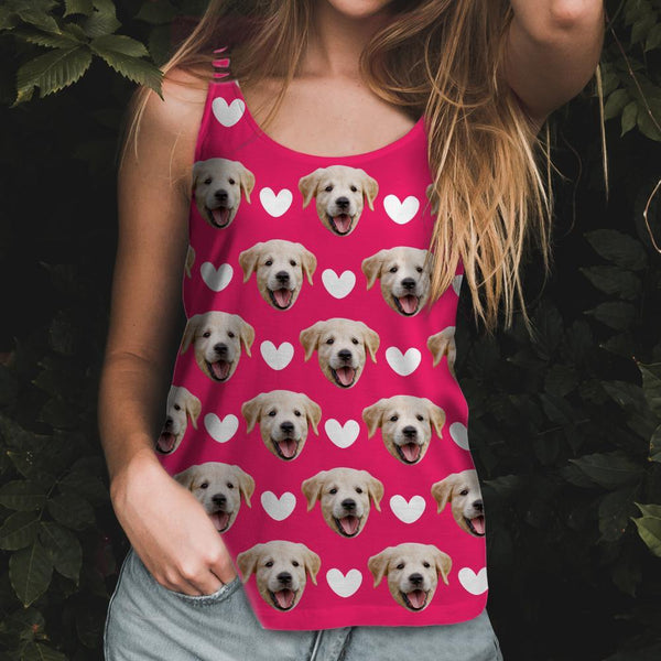 Custom Face Tank Top Lovely Heart Dog