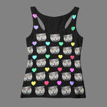 Custom Face Tank Top Colorful Heart Cat