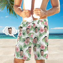 Custom Face Beach Short Personalised Photo Tropical Aloha Swim Trunks Vacation Party Gift - MyFacepajamas