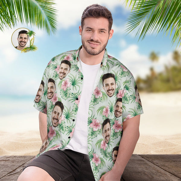 Custom Face Hawaiian Shirt Personalised Men's Photo Tropical Aloha Shirt Vacation Party Gift - MyFacepajamas