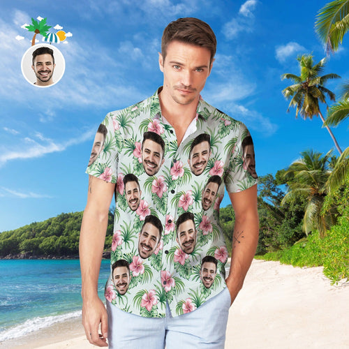 Custom Face Hawaiian Shirt Personalised Men's Photo Tropical Aloha Shirt Vacation Party Gift - MyFacepajamas