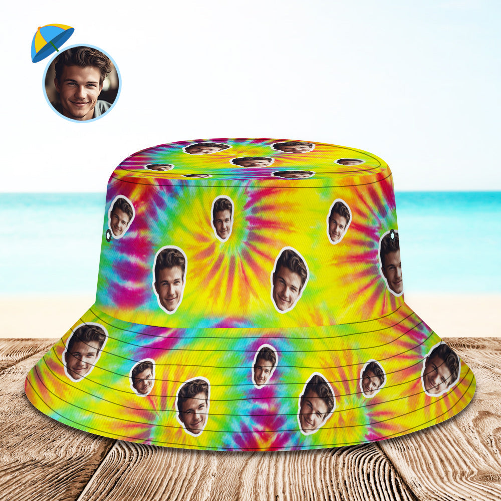 Custom Bucket Hat Unisex Face Bucket Hat Personalised Wide Brim Outdoor Summer Cap Hiking Beach Sports Hats Tie Dye - MyFacepajamas