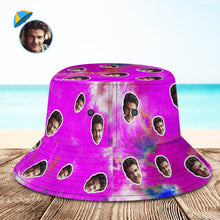 Custom Bucket Hat Unisex Face Bucket Hat Personalised Wide Brim Outdoor Summer Cap Hiking Beach Sports Hats Tie Dye - Violet - MyFacepajamas