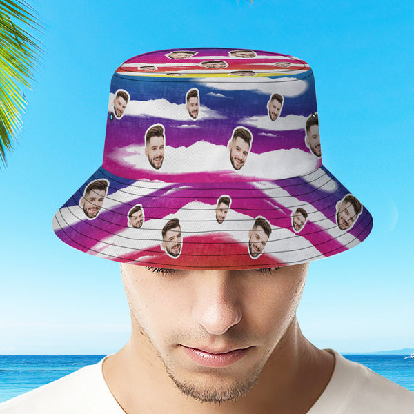Custom Bucket Hat Unisex Face Bucket Hat Personalised Wide Brim Outdoor Summer Cap Hiking Beach Sports Hats Tie Dye Multicolor - MyFacepajamas