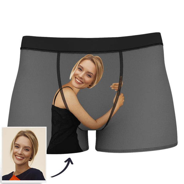 Men's Custom Girlfriend Hugs Boxer Shorts - Brown Skin