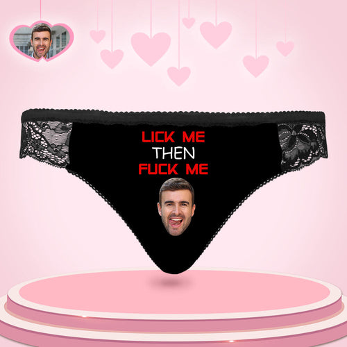 Custom Women Lace Panty Face Sexy Panties Women's Underwear - LICK ME THEN FUCK ME