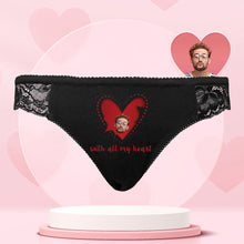 Custom Photo Women Lace Panty Sexy Panties Women's Underwear - Red Heart