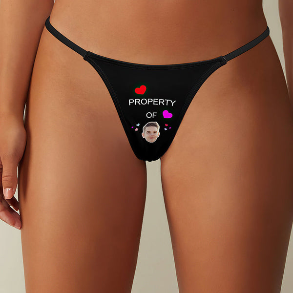 Custom Face Property of Hearts Women's Tanga Thong