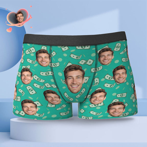 Custom Face Boxer Briefs Personalised Men's Boxer Shorts Gift For Men - Money