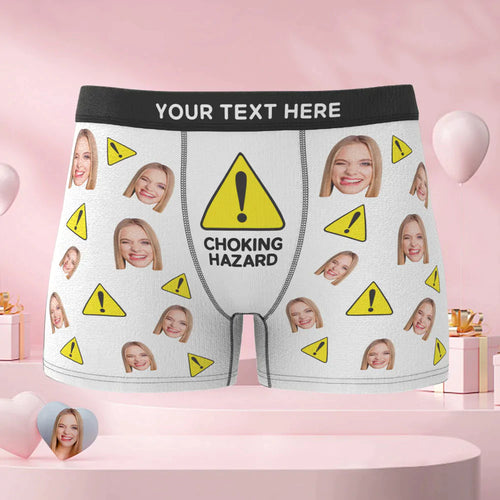 Custom Face Men's Boxers Briefs Personalised Men's Shorts With Photo Choking Hazard