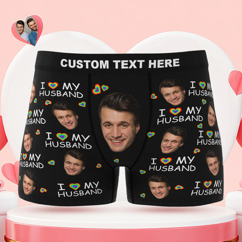 Custom Face Boxer Briefs I Love My Husband Personalised Naughty LGBT Gift for Him
