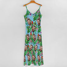 Custom Face Sling Hawaiian Style Long Dress Colorful Parrot