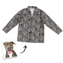 Custom Dog Photo Long Sleeve Pajamas, Nightwear, Sleepwear - Bone