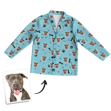 Custom Dog Photo Long Sleeve Pajamas, Nightwear, Sleepwear - Bone