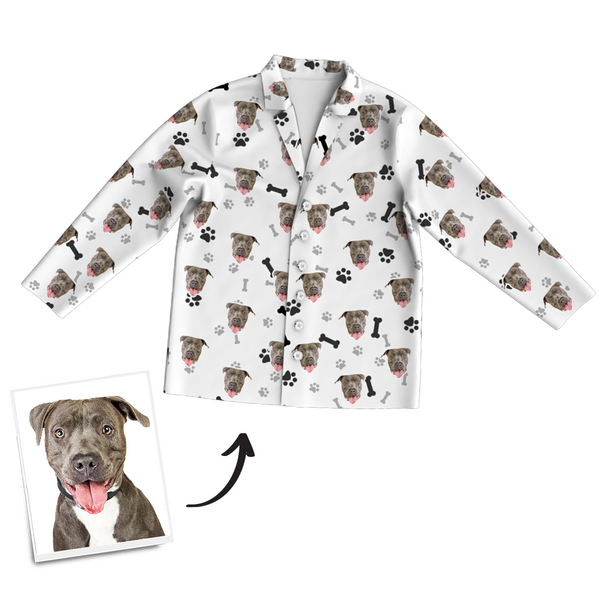 Custom Dog Photo Long Sleeve Pajamas, Nightwear, Sleepwear - Bone