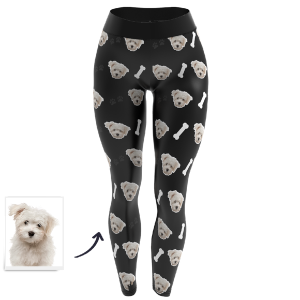 Custom Pet Dog Face Personalized Leggings - Custom Yoga Pants