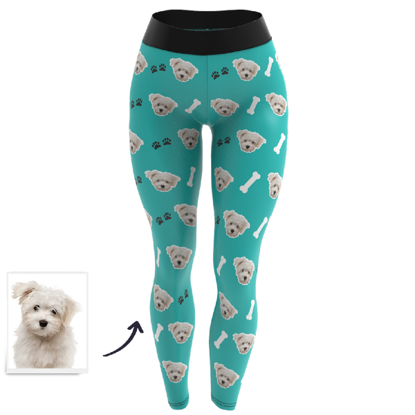 Custom Pet Dog Face Personalized Leggings - Custom Yoga Pants