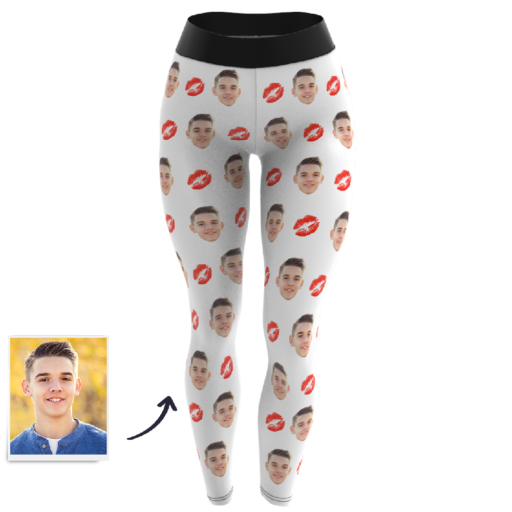 Custom Photo Kiss Leggings - Your Face on Customized Leggings