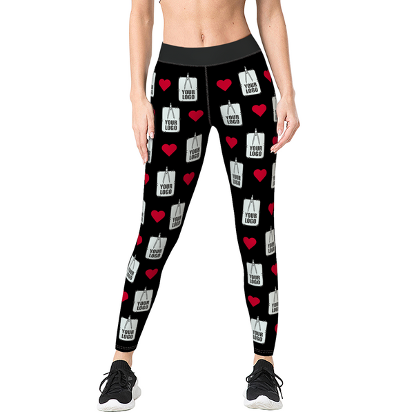 Custom Heart Leggings With Your LOGO Personalized Gift