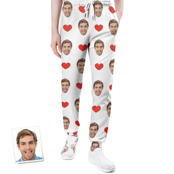 Custom Sweatpants Unisex Joggers with Face Heart Pattern