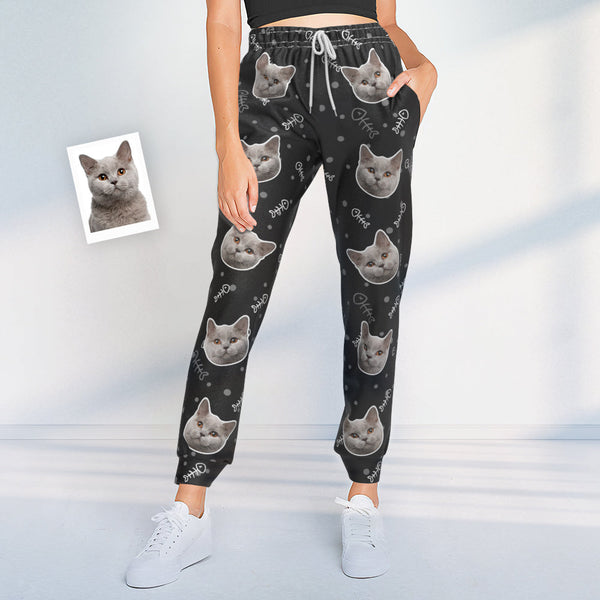 Custom Cat Face Sweatpants Unisex Joggers Gift For Pet Lovers