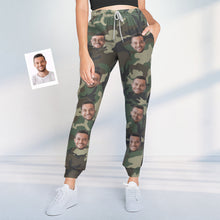 Custom Face Sweatpants Unisex Personalised Closed Bottom Joggers Camouflage Green