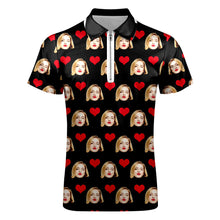 Custom Face Polo Shirt with Zipper Men's Polo Shirt for Boyfriend or Husband - MyFacepajamas