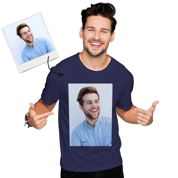 Custom Photo Men's Cotton T-shirt Short Sleeve Gifts for Him