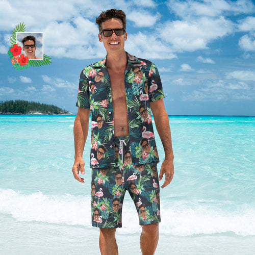 Custom Face Hawaiian Set Personalised Men's Photo Set Vacation Party Gift