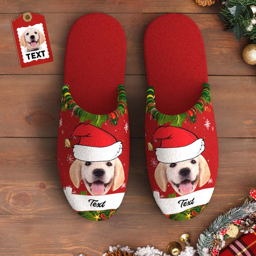 Custom Face And Text Women's and Men's Cotton Slippers Christmas Gift With Custom Name Casual House Shoes Indoor Outdoor Bedroom Slippers