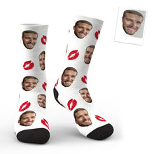 3D Preview Custom Face Red Lips Kiss Socks