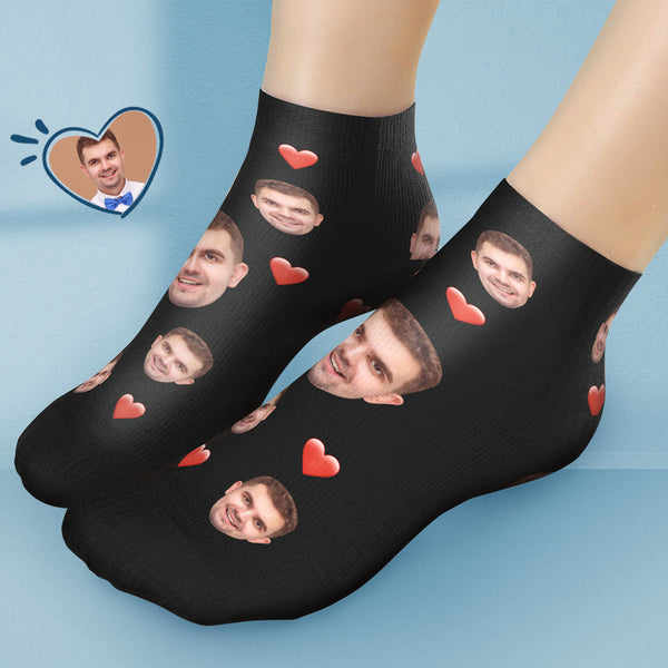 Custom Short Face Socks Personalised Photo Ankle Socks Summer Gifts - Heart