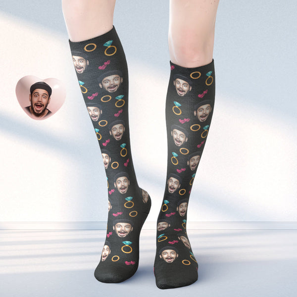 Custom Face Knee High Socks Personalised Photo Socks Gifs For Wedding