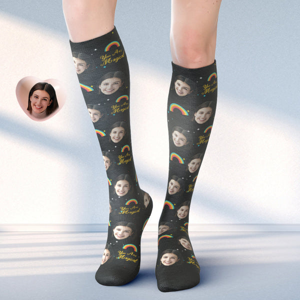 Custom Face Knee High Socks Personalised Photo Socks You Are Magical