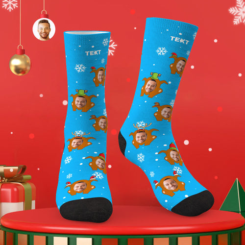 Custom Face Socks Personalised Photo Christmas Socks - Colorful