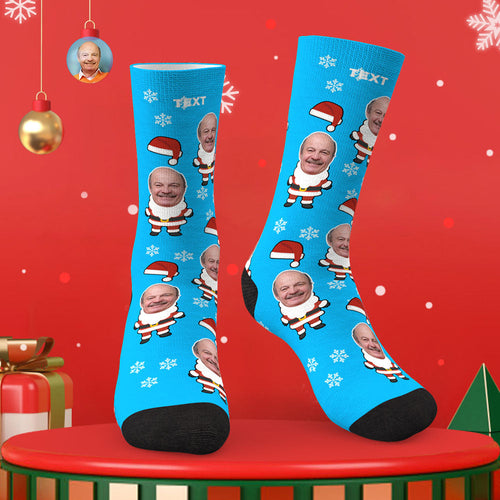Custom Face Socks Personalised Photo Santa Socks Christmas Gift