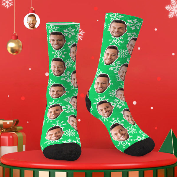 Custom Face Socks Personalised Photo Socks Christmas Gift - Snowflake