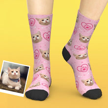 Custom Pet Face Love Heart Cat Paw Socks