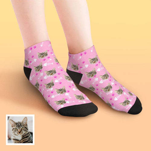 Custom Low Cut Ankle Face Socks Cat