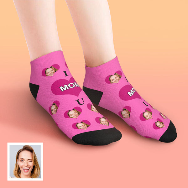 Custom Low Cut Ankle Face Socks I Love Mom